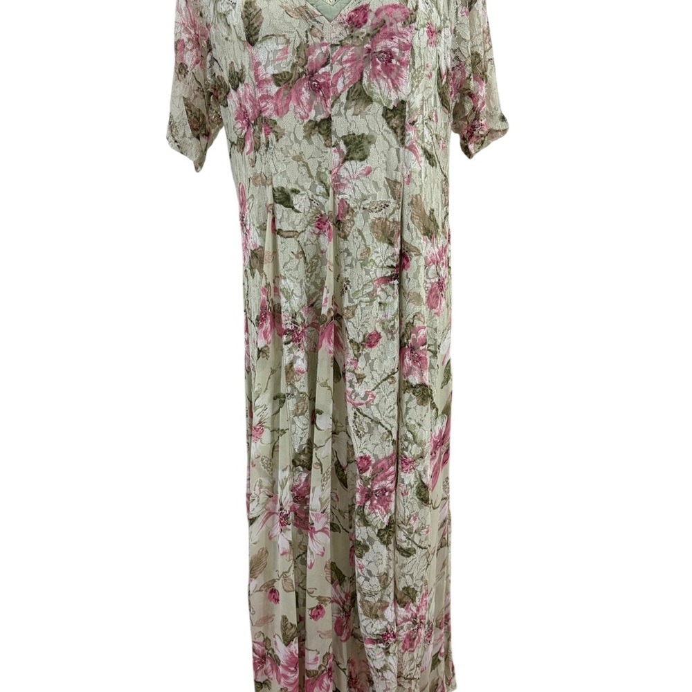 Vintage 90s Casual Corner lace floral maxi dress Sz 12‎